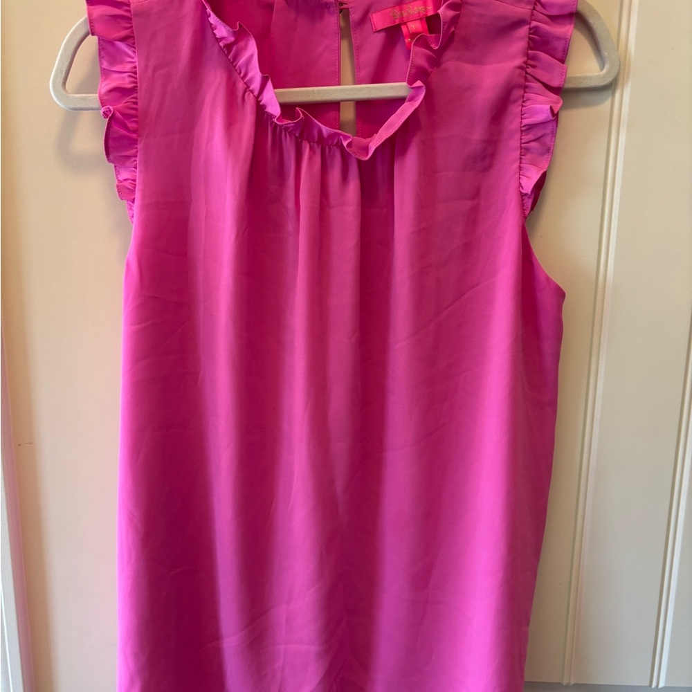 Lilly Pulitzer Talisa Top - Pink Ruffled - size LARGE
